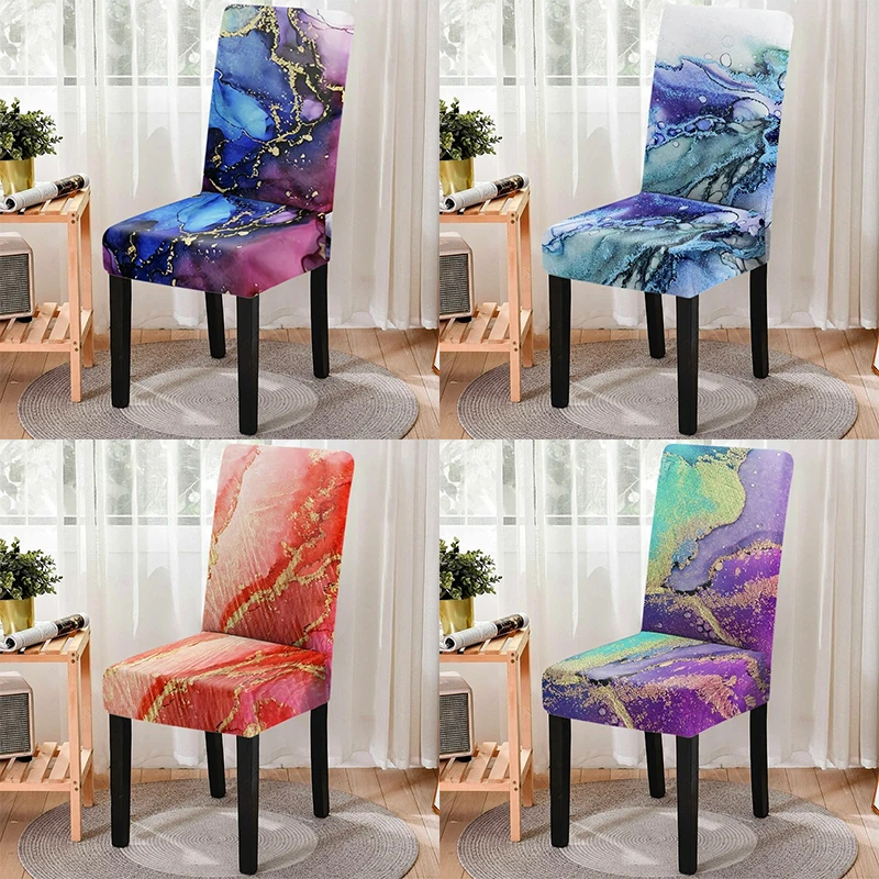 

Color Flow Gold Graphic Print Removable Chair Cover High Back Anti-dirty Chair Protector Home Gaming Chair Office Chair Chairs