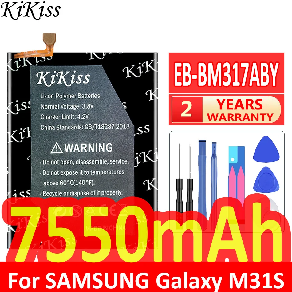 

KiKiss For SAMSUNG EB-BM317ABY Battery for SAMSUNG M31S Mobile Phone Bateria 7550mAh Batteries + Free Tools