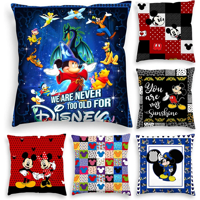 

Чехол для подушки Disney с Микки Маусом, плюшевые игрушки, наволочка с стичем Минни Маус, аниме фигурка, аксессуары в подарок, 45x45 см