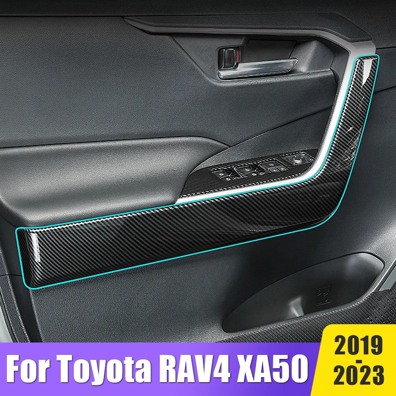 

Защитная крышка из углеродного волокна для дверного подлокотника с модификацией ручного украшения для Toyota RAV4 RAV 4 XA50 2019 2020 2021 2022 2023