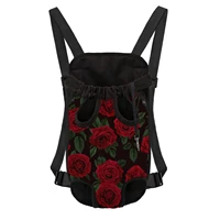 red rose print small pet chest backpack portable dog carriers bag outdoor travel mochila para perro cat puppy trasportino