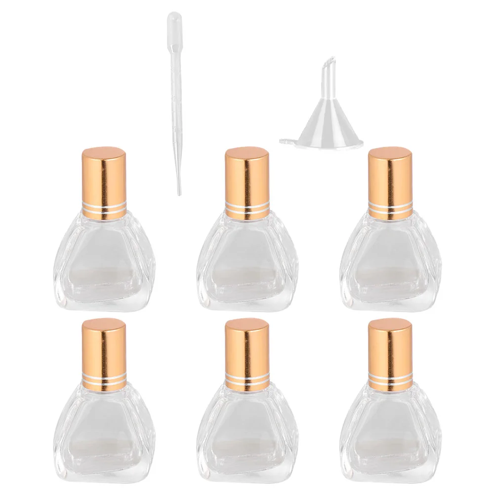 

6pcs Transparent Glass Empty Bottles Essential Oil Bottle Roller Bottle with Dropper Funnel
