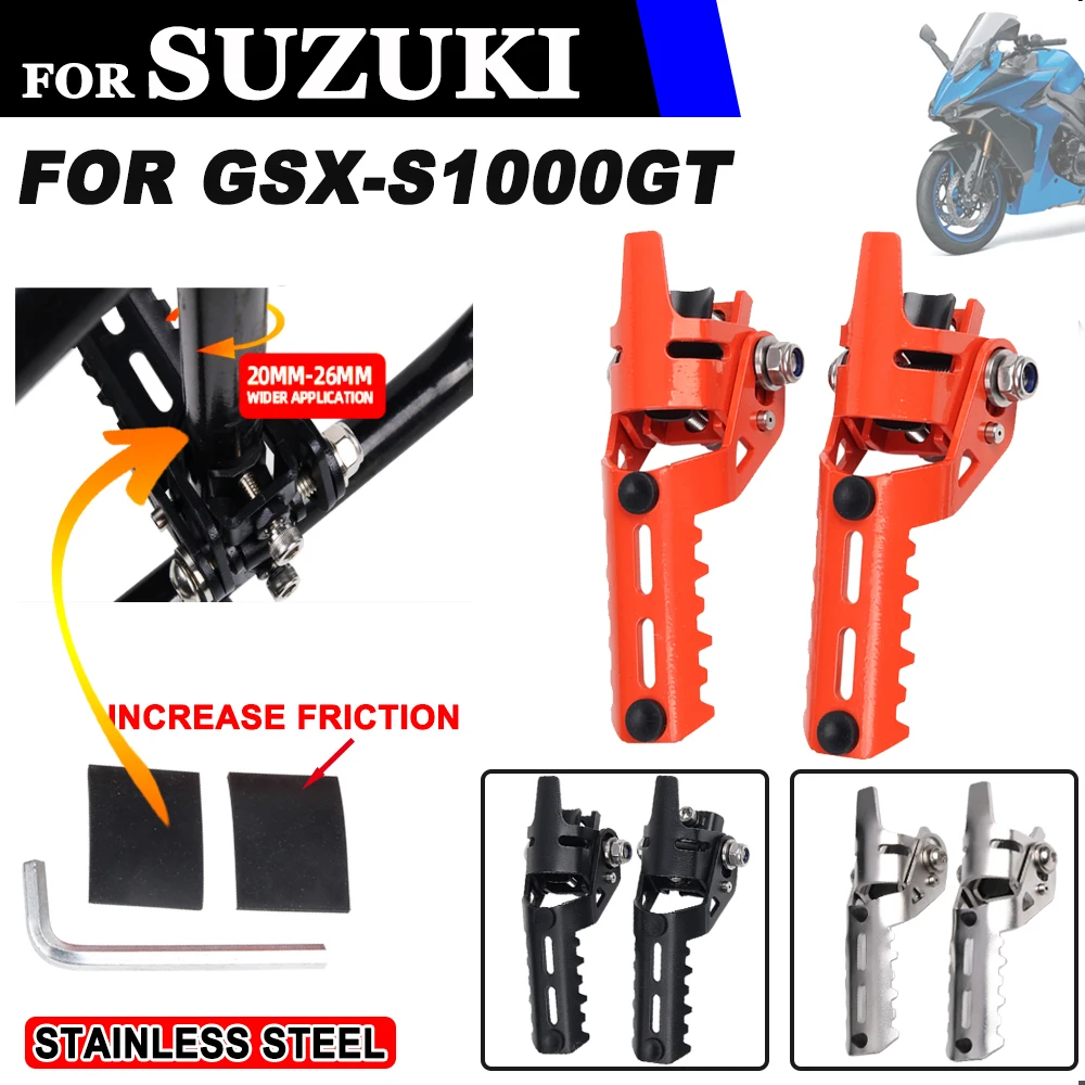 

For SUZUKI GSX-S1000GT GSX-S1000 GT Motorcycle Accessories Highway Front Foot Pegs Folding Footrests Clamps Diameter 20-26mm
