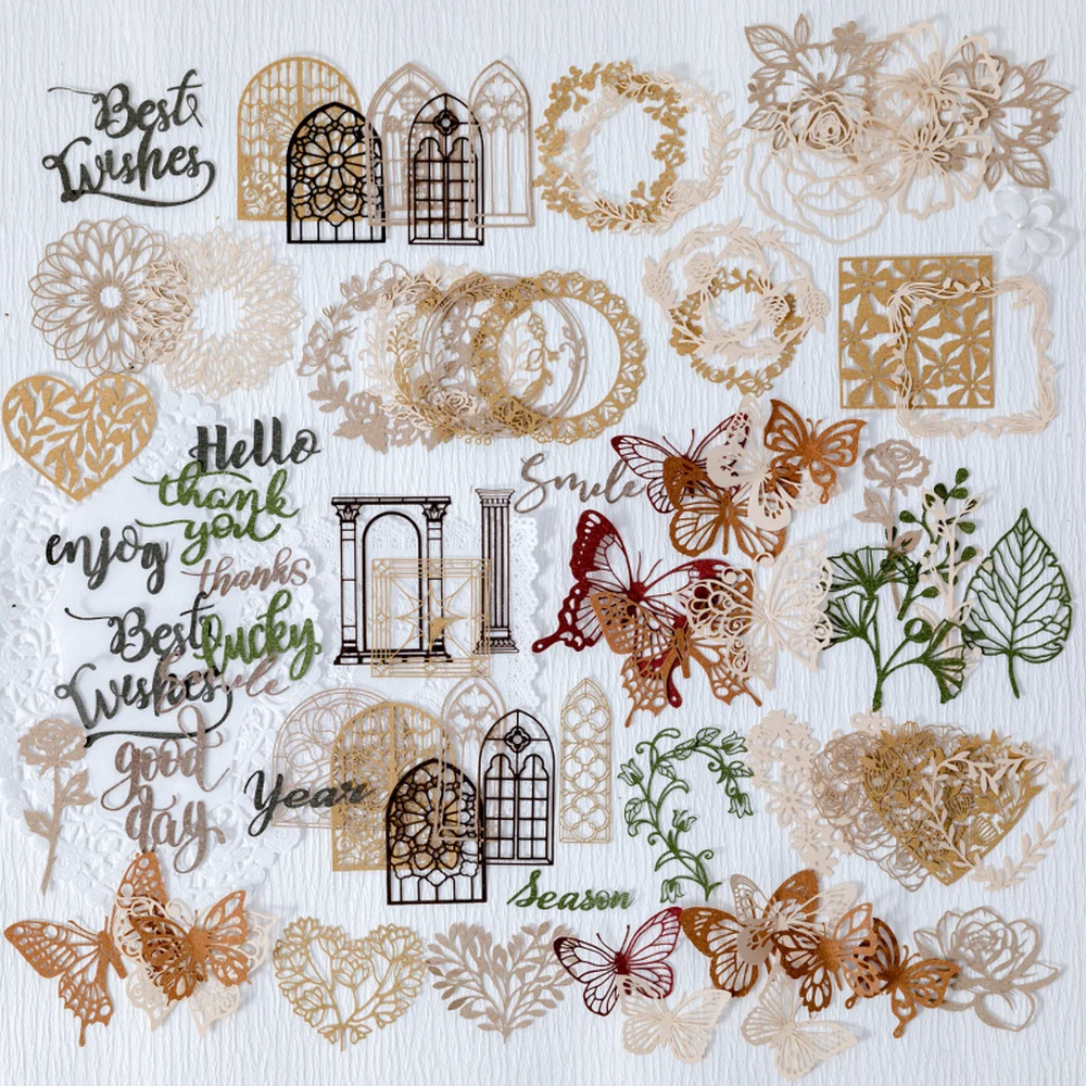 Mr.paper 6 Styles 10 Pcs/bag Vintage Butterfly Card Paper Creative Plant Flower Decoration DIY Hand Account Material Card Paper