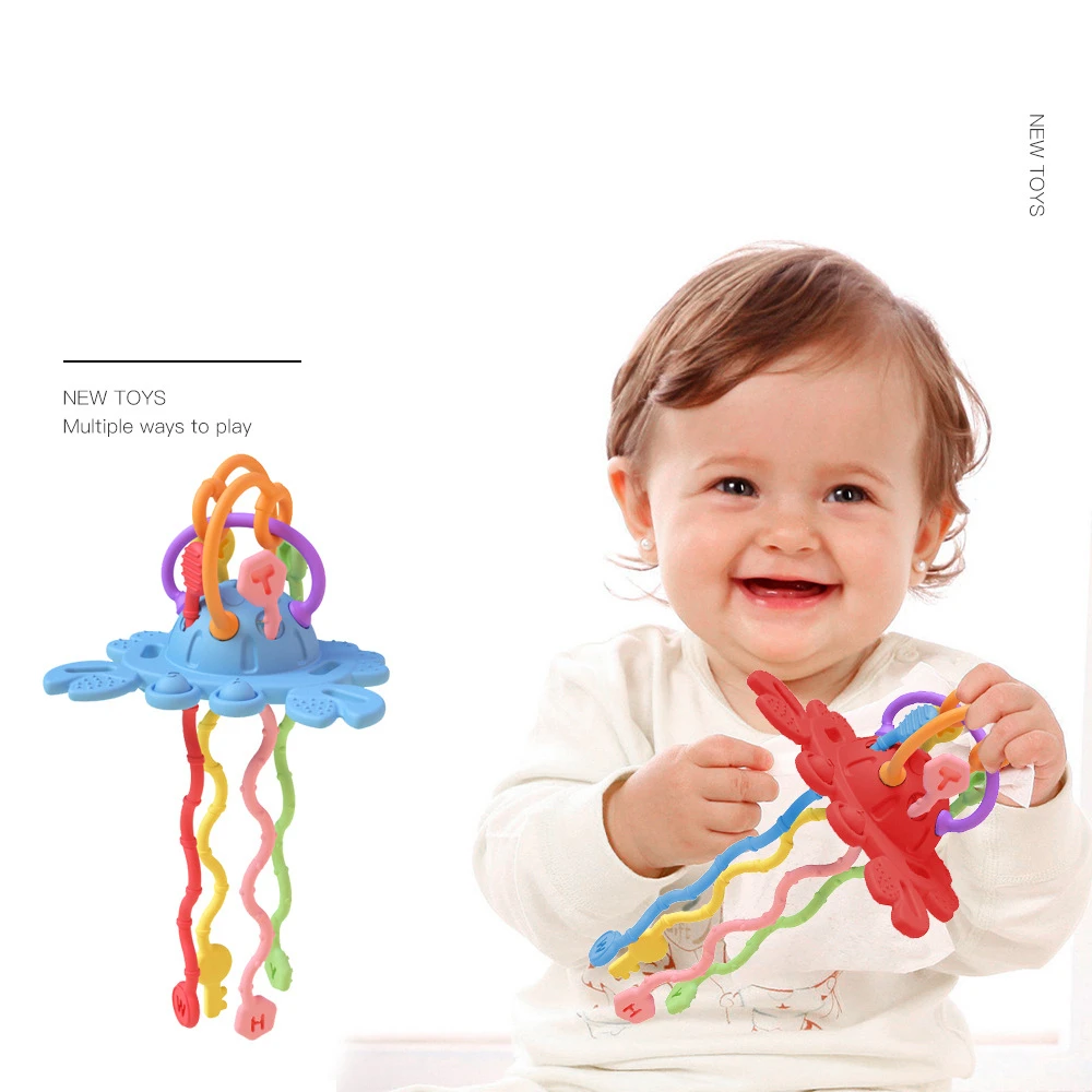 

Игрушки Монтессори сенсорные силиконовые, игрушки-нитки для развития моторики, развивающая игрушка для малышей 1, 2, 3 года