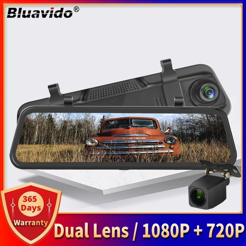 

Зеркало-видеорегистратор Bluavido, 10 дюймов, IPS, 1080P, с камерой заднего вида 720P