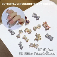 nail art decoration triangle zircon diamond beads luxury 3d glitter tie nail rhinestones bowknot bow