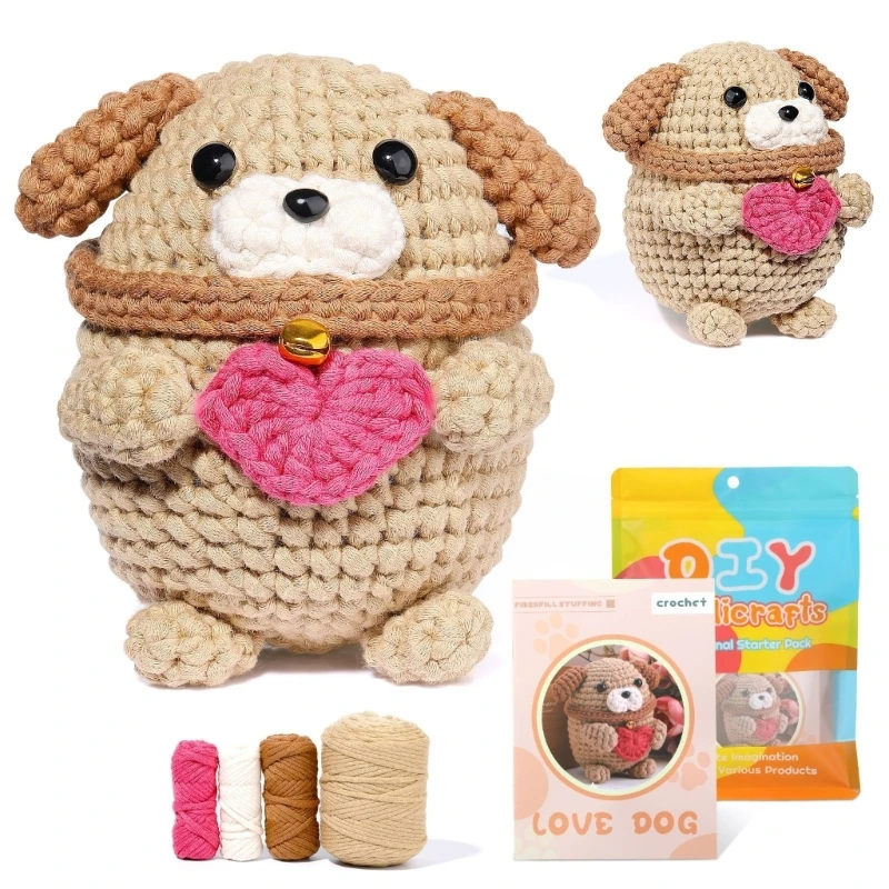

2Sets DIY Puppies Crochet Kits with Crochet Hook, Yarns, Needle, Instructions,