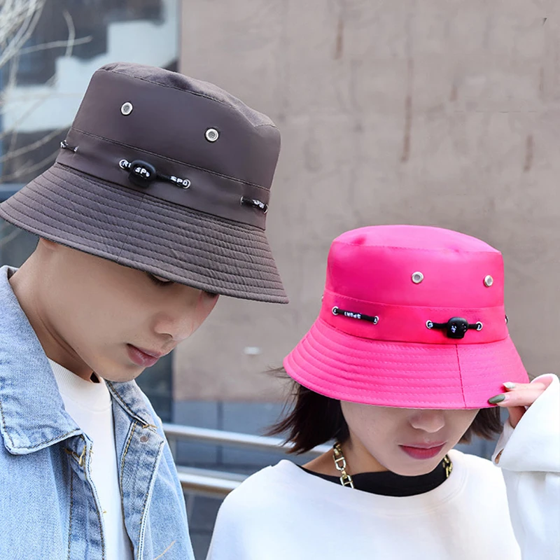 

Summer Sunscreen Caps Women Men Bucket Hats Solid Color Unisex Fisherman Hat Outdoor Beach Cap