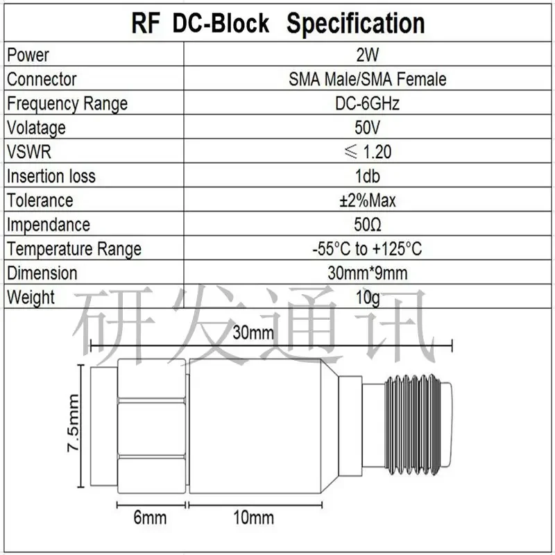 Золотой 2W DC 0-6GHz SMA-JK преобразователь-аттенюатор 1-30DB