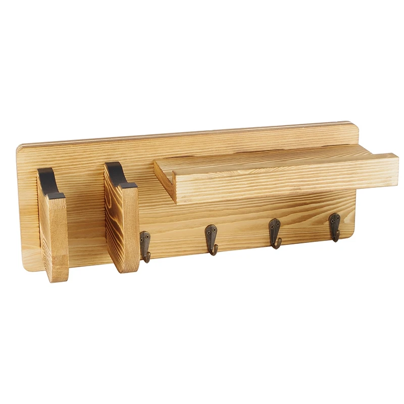 

Guitar Wall Hanger Guitar Holder Wall Mount Bracket Hanger Guitar Wood Hanging with Pick Holder and 4 Hooks