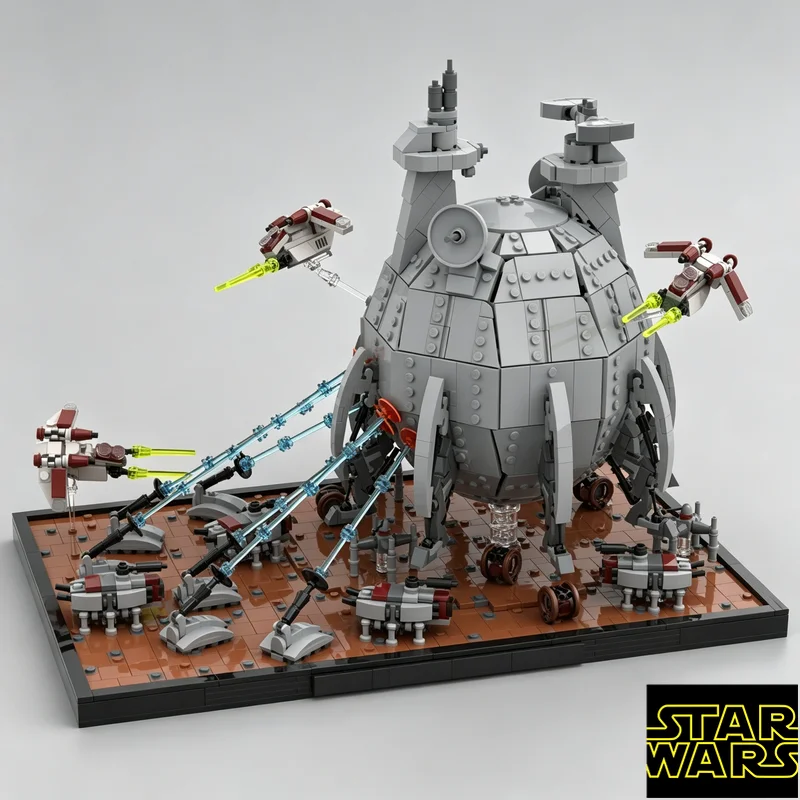 Фото 2667 деталей MOC: Диорама «Битва на Геонозисе» с космическим кораблем, креативные идеи, детская игрушка, строительные блоки, развивающая игрушка №1
