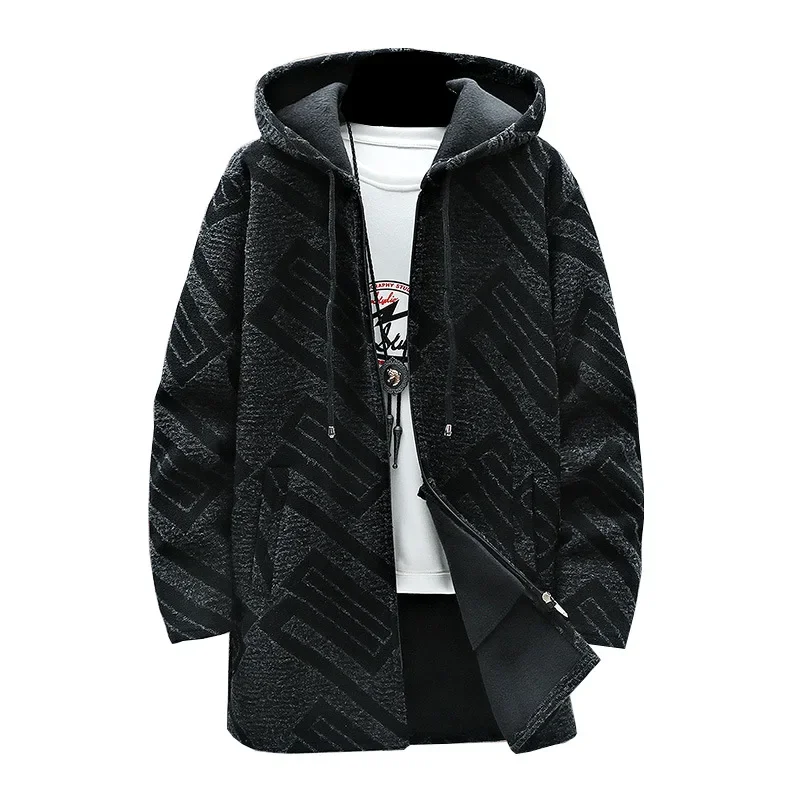 Осенне-зимняя утепленная мужская куртка на флисовой подкладке вязаный кардиган