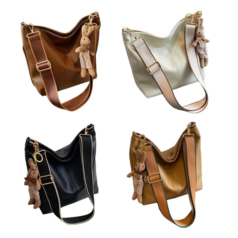 

Practical Wide Strap Single Shoulder Crossbody Bag for Ladies Large Capacity PU Handbag E74B