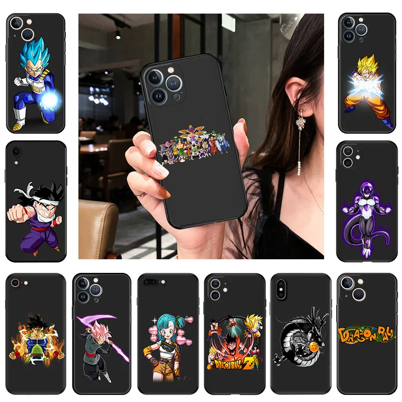 Чехол для Телефона iphone 16Plus XR XSMax 15 14 13 12 11 16 ProMax Mini 7 8 15Pro Dragon Anime balls DBZ черный мягкий