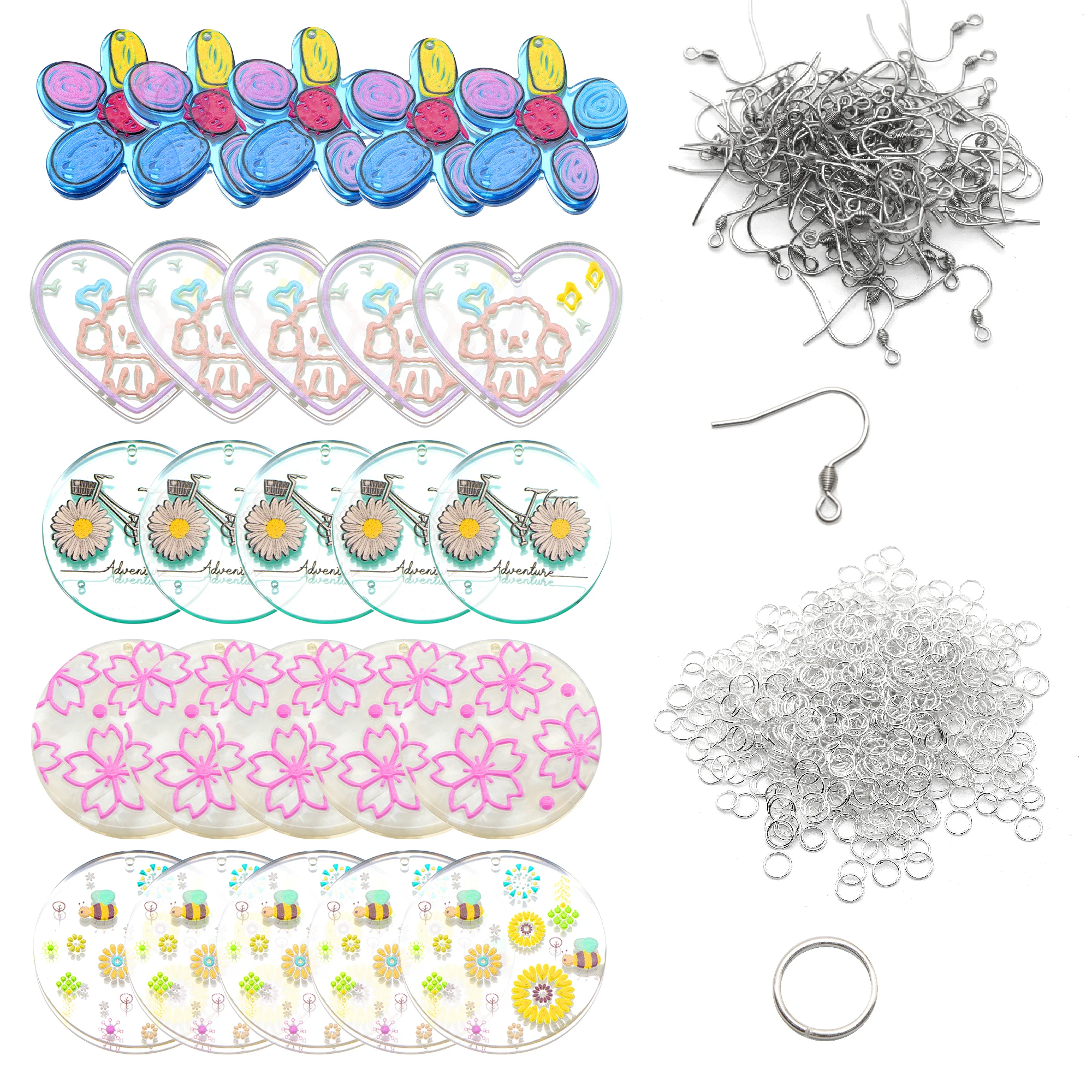 

3D рельефный акриловый (с отверстием) карабин-кольцо, серьги, крючок, детский набор ручной работы «сделай сам» для изготовления брелоков, ...