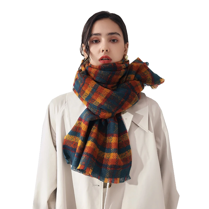 

CHENKIO Chunky Large Blanket Scarf ForWomen Warm Cozy Plaid Tartan Wrap Super Soft Shawl Cape Scarf Women Luxury Fashion Scarf