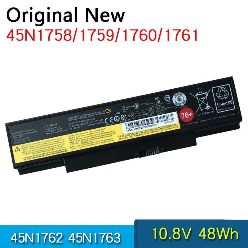 

NEW Original Battery 45N1758 45N1759 45N1760 45N1761 45N1762 45N1763 For Lenovo ThinkPad E555 E550 E550C E560 E565C 10.8V 48Wh