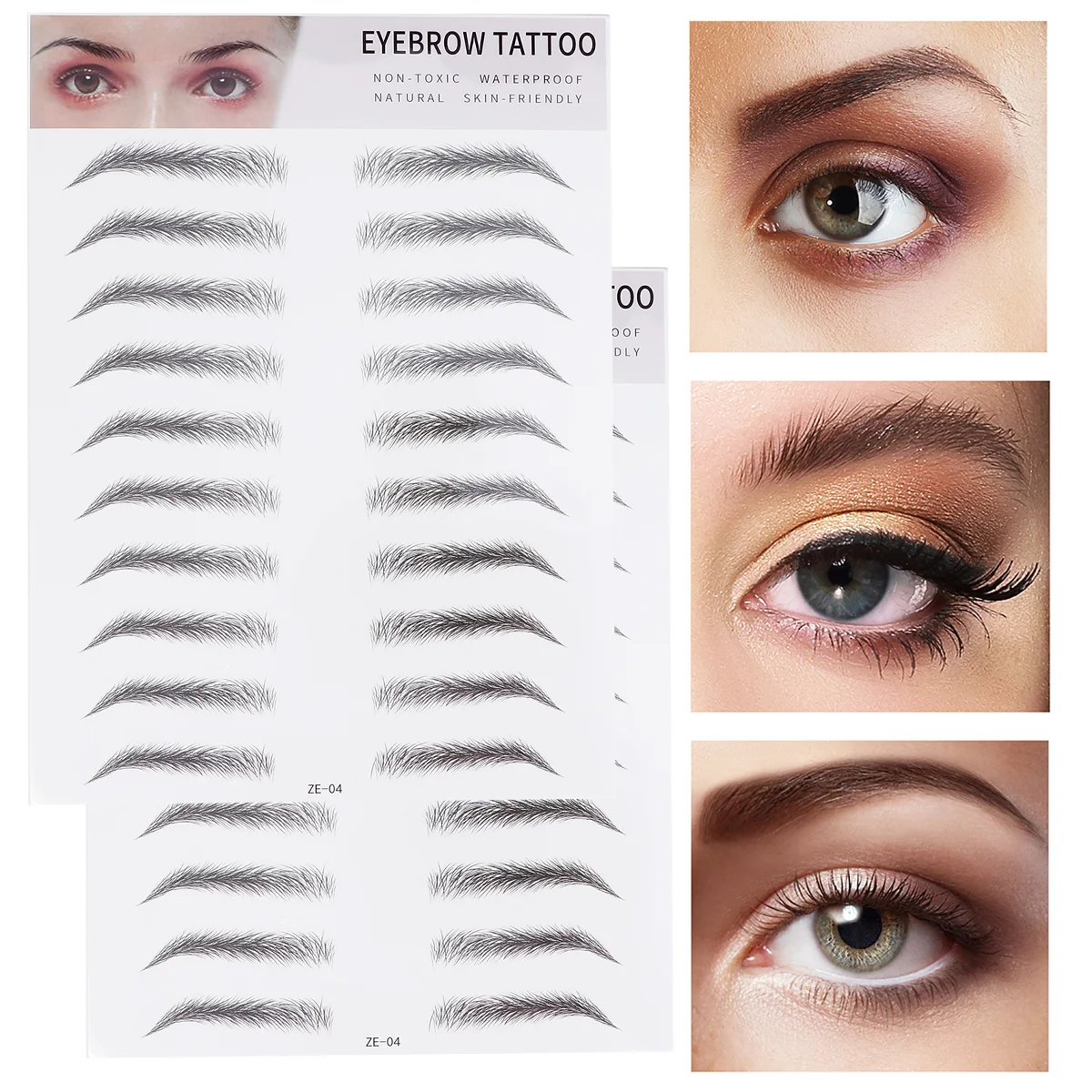 

2 шт., имитация бровей, искусственные волосы, переводные наклейки для бровей, инструмент для бровей для мужчин и женщин (тип 4, черный)