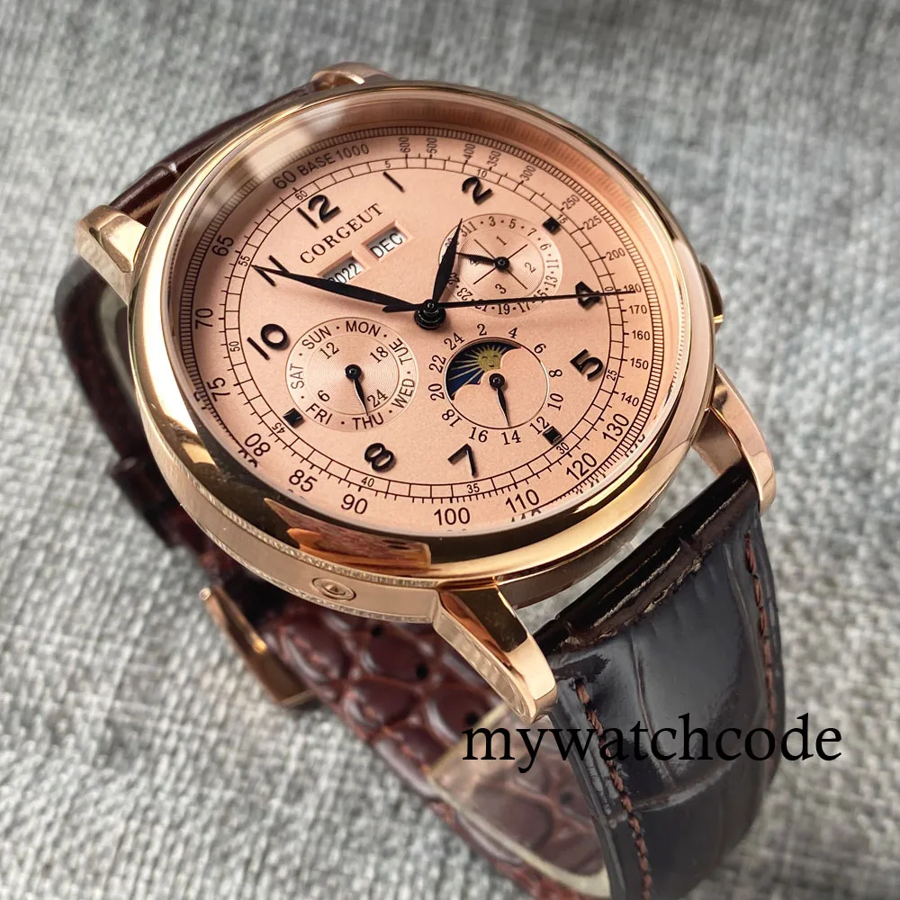 Corgeut 42 мм розовые/синие/белые/черные полированные многофункциональные