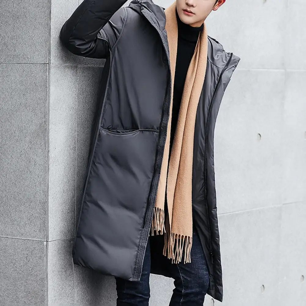 Trendy Men Windbreaker Anti Loose Fill Washable Windproof Fluffy Filling Overcoat  Super Soft Men Coat Streetwear