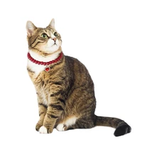 cute luxury pet collar pet cat love pendant beaded necklace pet kitten dress up festive pendant ornament accesorios para gatos