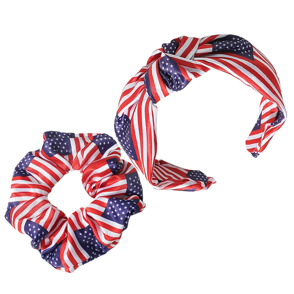 

American Decor Independence Day Headband USA Flag Hair Scrunchies Memorial Decorations