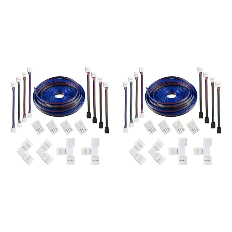 

2 Set 16.4FT(5M) 4-Pin RGB LED Strip Extension Cable,LED Strips Connectors Kits For 5050 Flexible RGB LED Strip Light
