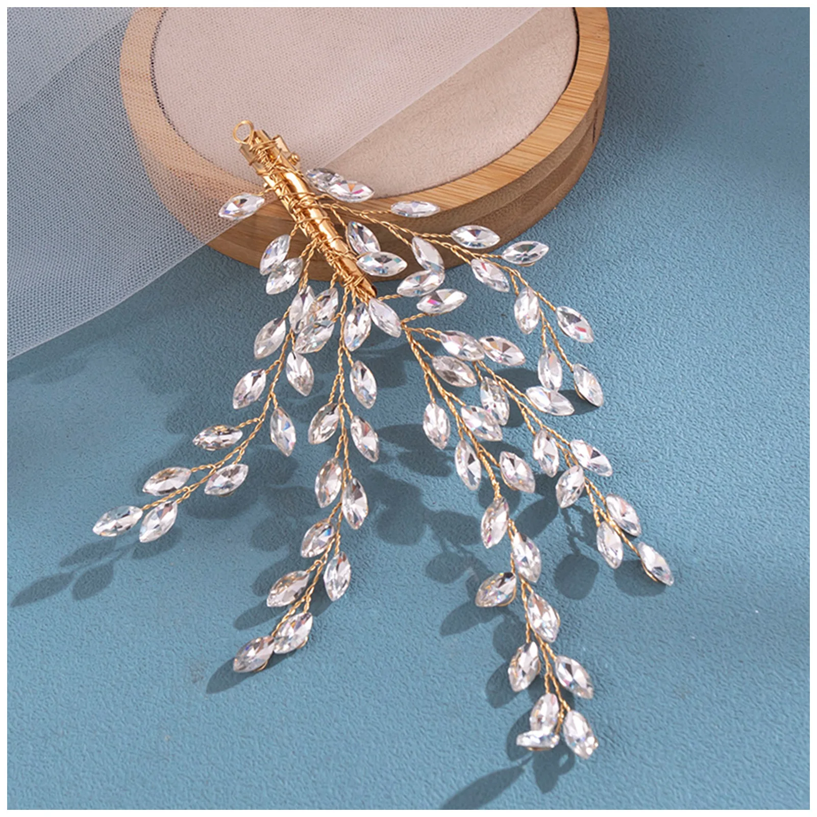 

Woman's Rhinestones Hair Clips Headpiece Stable Grip Sparkling Rhinestones Headpiece for Dress Hairstyle Making Tools FS99