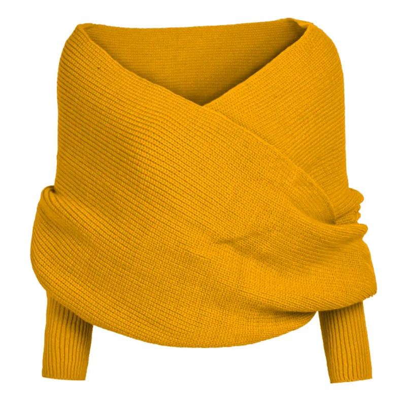 

2021 Autumn and Winter New V-neck Cross-neck Off-the-shoulder Knitted Sexy Small Vest Pullover Sweater Women Winter Sweaters