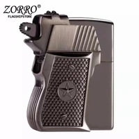zorro new metal flint gasoline gun shaped lighter windproof retro lighter kerosene portable cigar lighter mens gadget