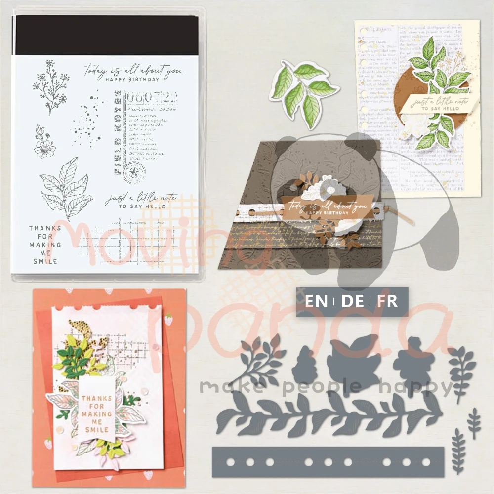 

MP871 Spring Wishes Floral Leaves Clear Stamp Cutting Dies DIY Scrapbooking Supplies Stamps Metal Dies For Cards Craft Decor