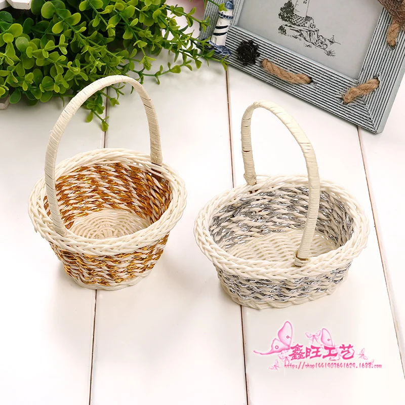 

CAMIGEL Woven Flower Basket Storage Basket with Handle, Handmade Decoration Basket