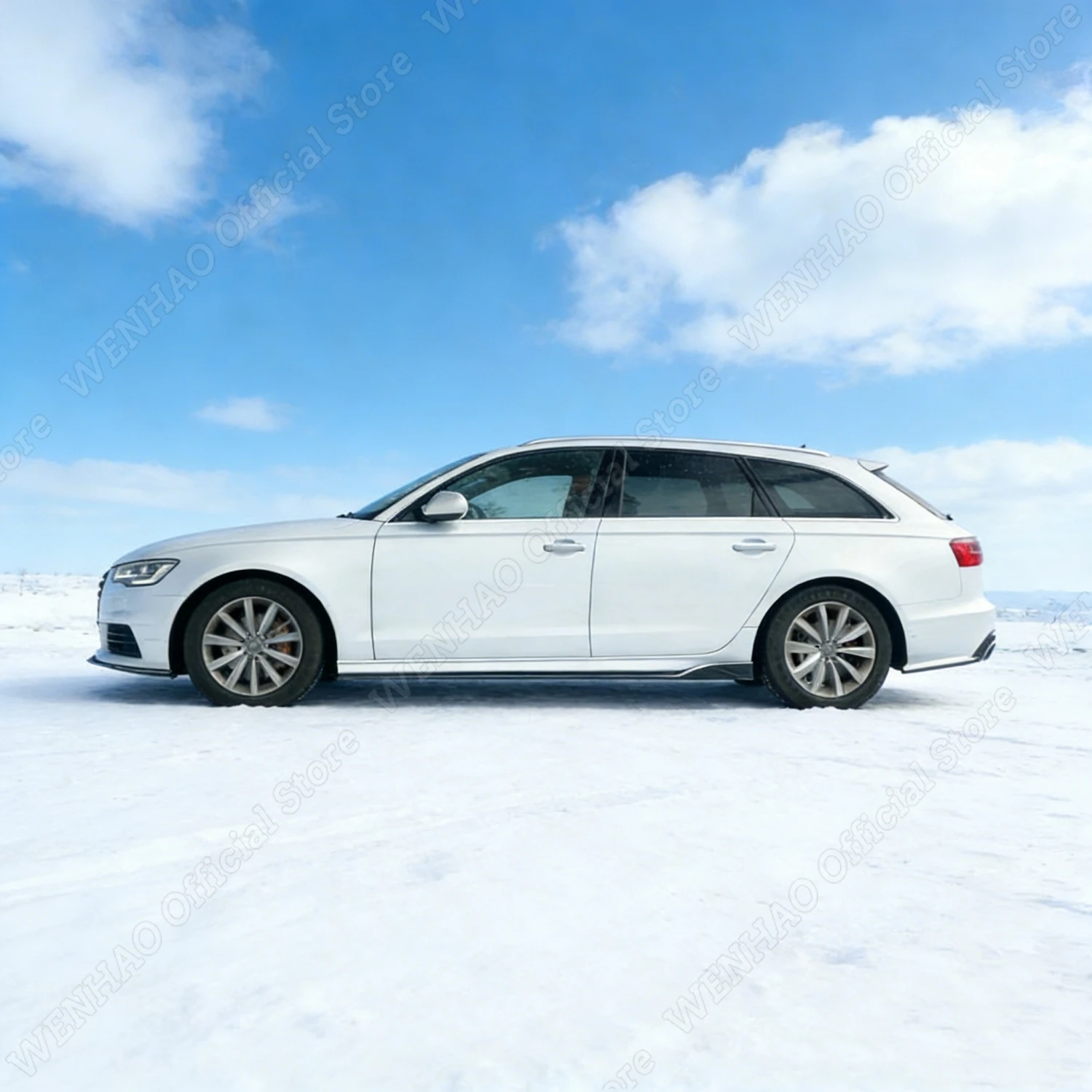 Фото Глянцевые черные боковые пороги для Audi A6 S6 RS6 C7 2.0 2.8 3.0 TFSI TDI FSI Седан/Avant 2011-2018, тюнинг-комплекты, боковые сплиттеры, обвесы №2
