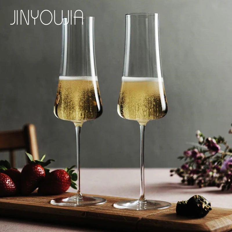 Фото Бокалы для шампанского JINYOUJIA 300 мл, ручной работы, из хрустального стекла премиум-класса, в стиле Nude, фужеры для шампанского. №1