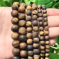 natural stone dull polish matte yellow tiger eye loose spacer beads for jewelry making diy bracelet necklace 15 4 6 8 10 12mm