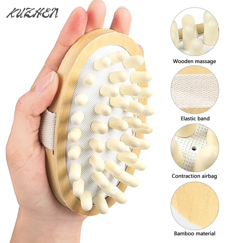 Деревянная массажная щетка для мытья волос целлюлит и - Цена: 289