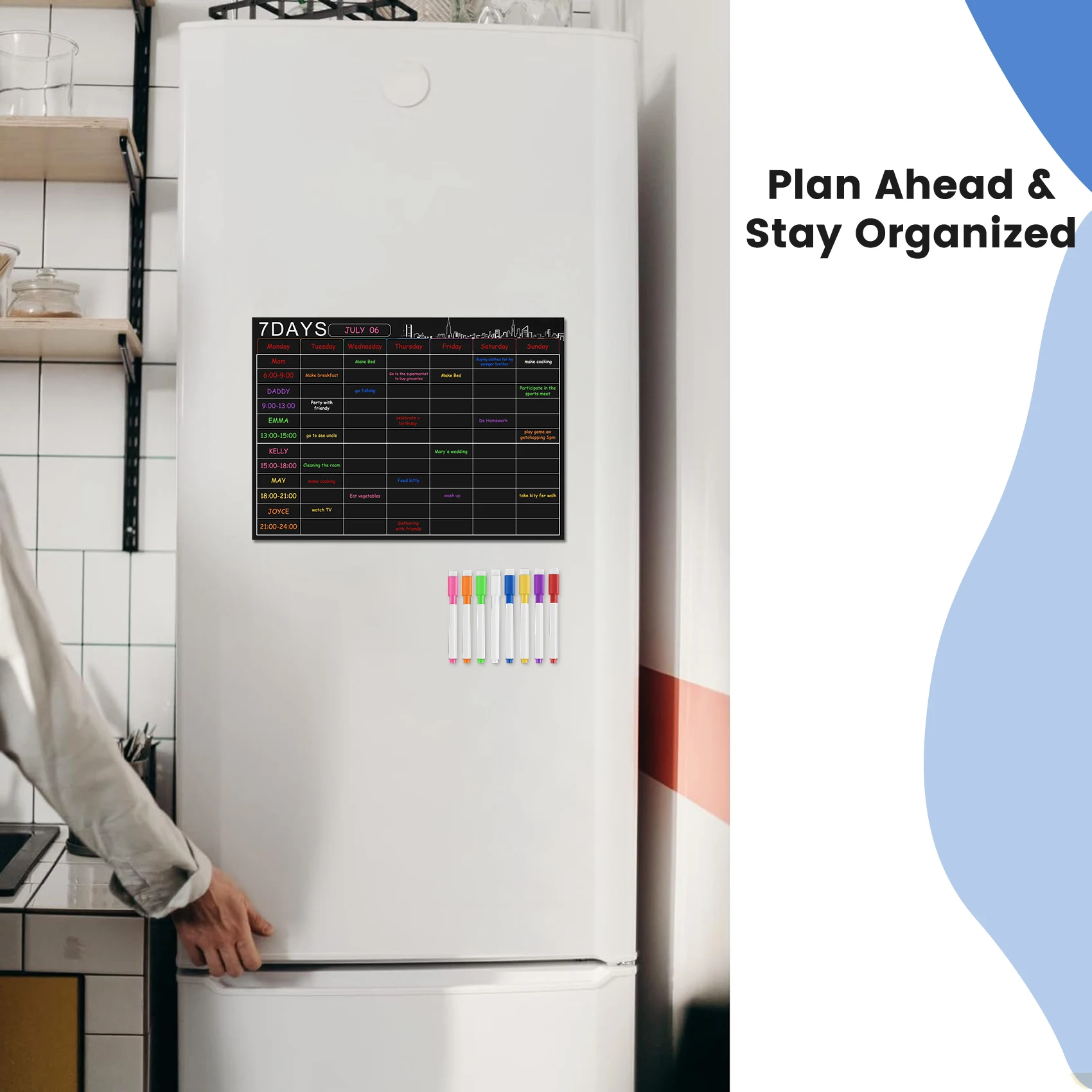 Магнитный сухой стираемый календарь 16x12 дюймов белая доска Еженедельный