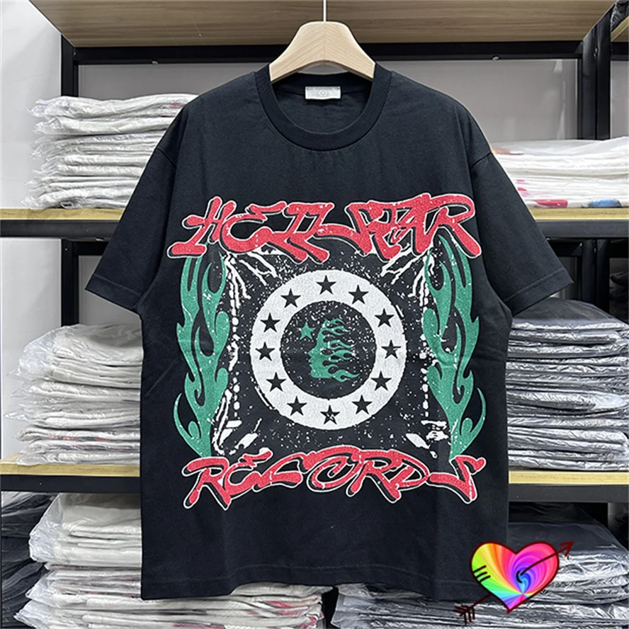 2023ss Red Hellstar Logo Tee Men Women High Street Hellstar Records T-shirt Slightly Oversize Tops Vintage Print Short Sleeve
