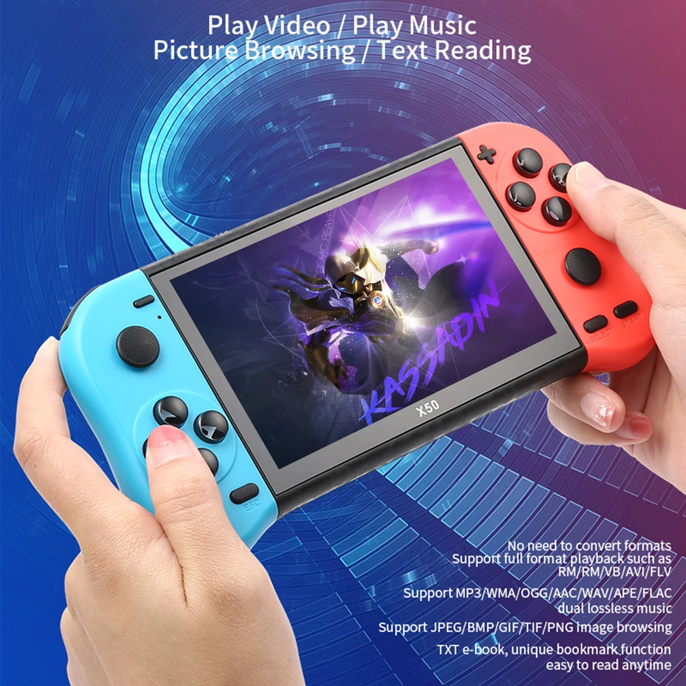 

5.1inch X50 Handheld Game Console 6800 Classic Games Portable TV Video Game Player Toys for NES GBA GBC BIN GB 800× 480