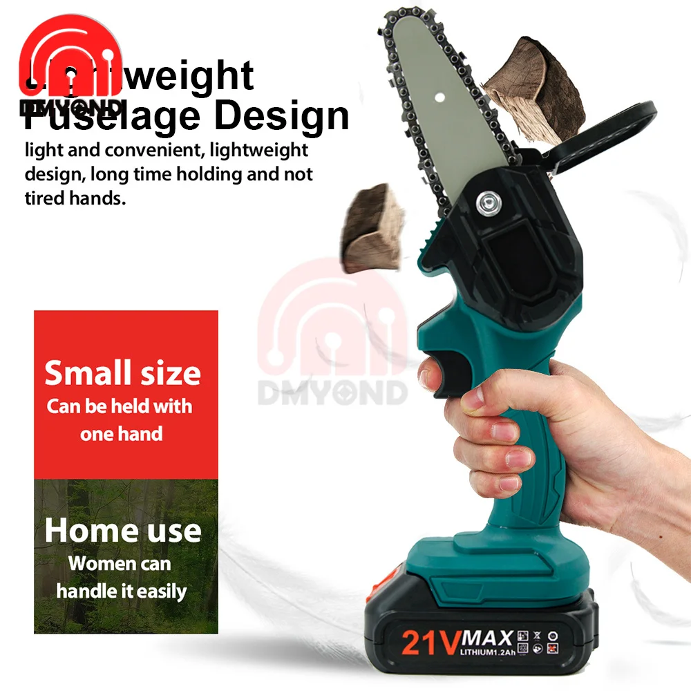 

4 Inch 21V Portable Mini Electric Pruning Saw Rechargeable Wood Chainsaw Woodworking Tool for Garden Orchard Branch Clip