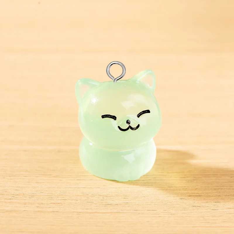 10 шт. милые миниатюрные Люминесцентные Подвески в виде кота из смолы 3D