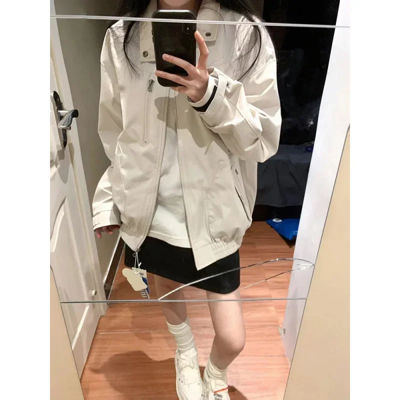 Куртка женская демисезонная свободного покроя стильный Повседневный винтажный