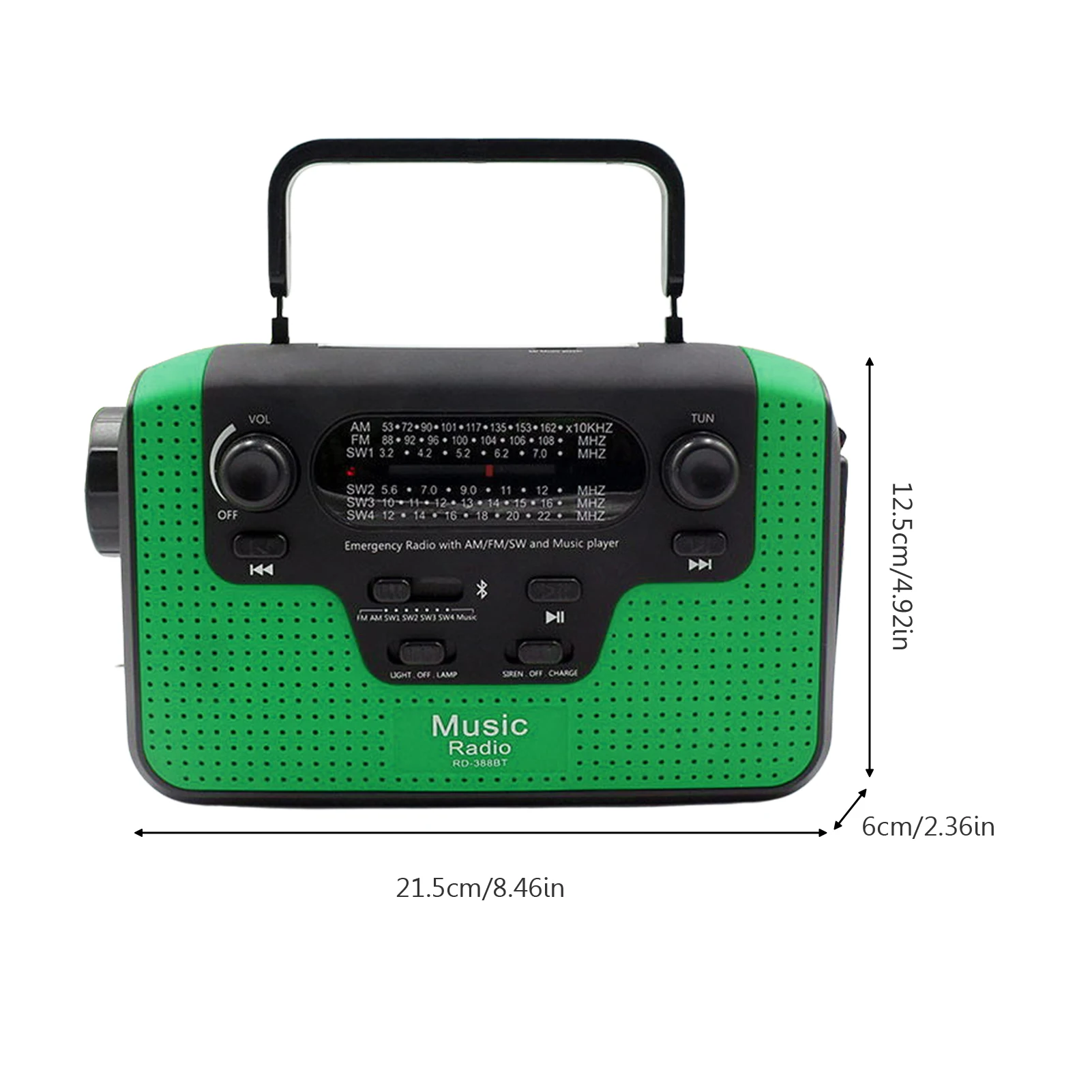 wireless emergency radio hand crank solar weather radio speaker power bank for cell phone charge led flashlight reading lamp free global shipping