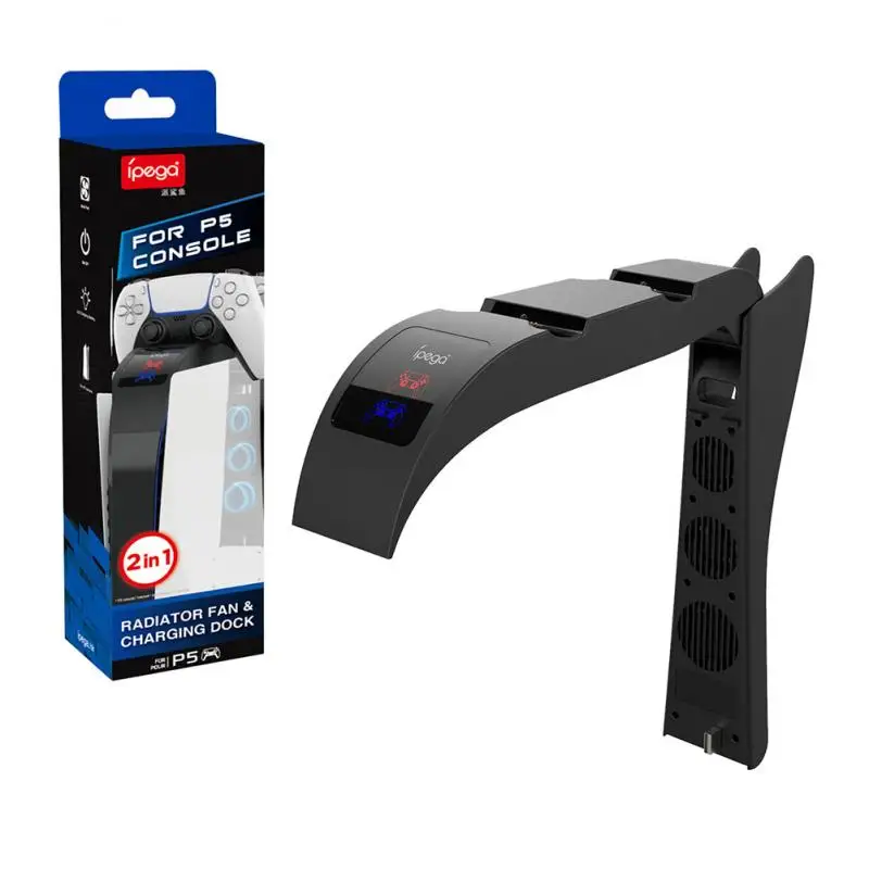 

NEW 2 In 1 For PS5 Vertical Cooling Fan Dual Controller Charging Headphone Hanger 3 Fan Station Charger Game Accessories