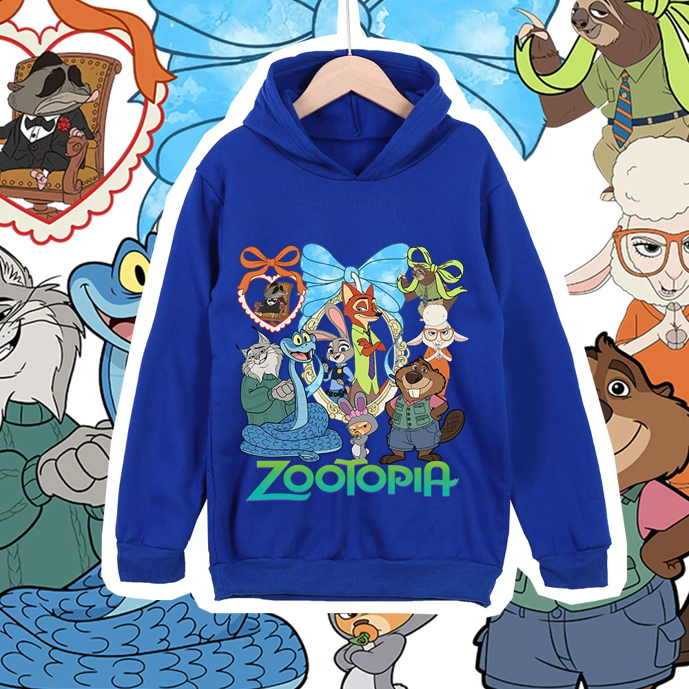 Фото Детская флисовая толстовка с принтом Disney Zootopia Judy Nick 2026 Wonderful Gang Gathering, унисекс, для мальчиков и девочек, осенне-зимняя теплая одежда №3