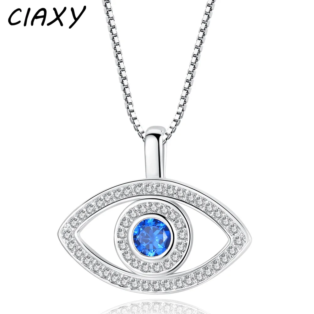 CIAXY Silver Color Micro-inlaid Zircon Blue Eye Necklaces for Women Aesthetic Evil Eye Choker Necklace Clavicle Chain Jewelry