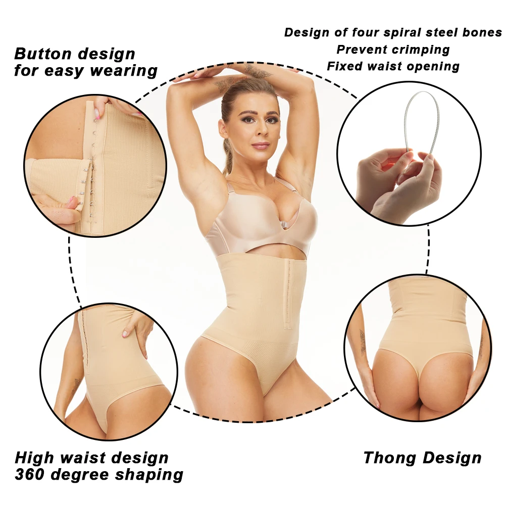 SEXYWG Body Shaper Thong Tummy Control Panties Seamless Thong Shapewear for Women High Waist Thong Shaper