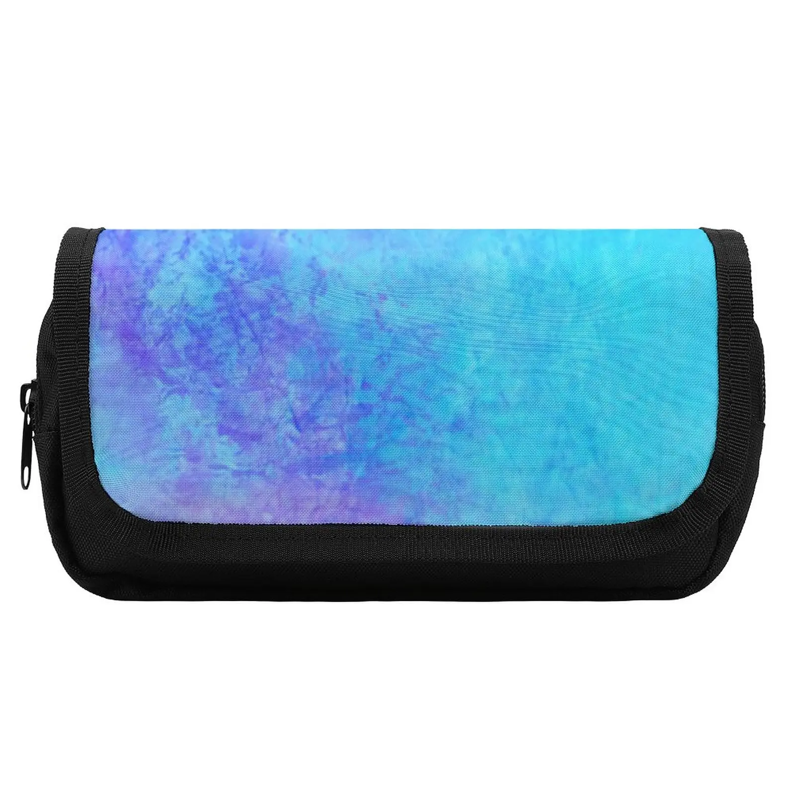 Blue Splash Pencil Case Ombre Print Fashion Zipper Double Pockets Pencil Box University Pen Bags