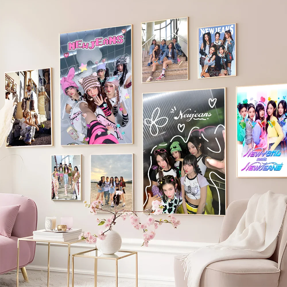 Kpop N-Newjeans классические постеры с фильмами винтажные наклейки для декора комнаты